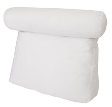 Load image into Gallery viewer, Deluxe Comfort Relax In Bed Pillow - Therapeutic Back Pillow - Poly-Fiber Foam With Built-In Neck Roll - Reading and Bed Rest Lounger - Bed Pillow, White
