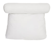 Load image into Gallery viewer, Deluxe Comfort Relax In Bed Pillow - Therapeutic Back Pillow - Poly-Fiber Foam With Built-In Neck Roll - Reading and Bed Rest Lounger - Bed Pillow, White