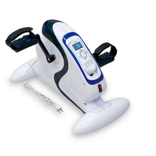 Load image into Gallery viewer, Electronic Smart Mini Exercise Bike, 17" x 16" x 13" - Compact Eliptical Desk Cycle Trainer - Fits Under Most Office Desks - Light Weight Portable Upright Fitness Machine - Leg Exerciser, White