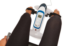 Load image into Gallery viewer, Electronic Smart Mini Exercise Bike, 17" x 16" x 13" - Compact Eliptical Desk Cycle Trainer - Fits Under Most Office Desks - Light Weight Portable Upright Fitness Machine - Leg Exerciser, White