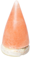 Load image into Gallery viewer, Himalayan Rock Salt Cone Lamp, 7 Inches Tall - Soft Calm Therapeutic Light - Uniquely Handcrafted Crystal Cone Design On Onyx Marble Base - Tibetan Evaporated Rock Lamps - Table Lamp, Dark Orange Hue