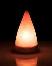 Load image into Gallery viewer, Himalayan Rock Salt Cone Lamp, 7 Inches Tall - Soft Calm Therapeutic Light - Uniquely Handcrafted Crystal Cone Design On Onyx Marble Base - Tibetan Evaporated Rock Lamps - Table Lamp, Dark Orange Hue