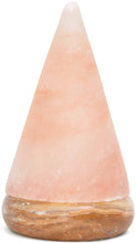 Load image into Gallery viewer, Himalayan Rock Salt Cone Lamp, 7 Inches Tall - Soft Calm Therapeutic Light - Uniquely Handcrafted Crystal Cone Design On Onyx Marble Base - Tibetan Evaporated Rock Lamps - Table Lamp, Dark Orange Hue