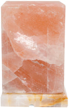 Load image into Gallery viewer, Himalayan Rock Salt Cube Lamp, 7 Inches Tall - Soft Calm Therapeutic Light - Uniquely Handcrafted Crystal Cube Design On Onyx Marble Base - Tibetan Evaporated Rock Lamps - Table Lamp, Dark Orange Hue