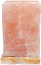 Load image into Gallery viewer, Himalayan Rock Salt Cube Lamp, 9 Inches Tall - Soft Calm Therapeutic Light - Uniquely Handcrafted Crystal Cube Design On Onyx Marble Base - Tibetan Evaporated Rock Lamps - Table Lamp, Dark Orange Hue