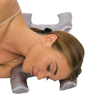 Load image into Gallery viewer, Key To Ageless Beauty Facial Bed Pillow - Unique Key Shaped Design Folds To Craddle Your Head - Silky Satin Removable Pillow Case - Visibly Reduce Signs Of Stress - Bed Pillow, Silver Satin
