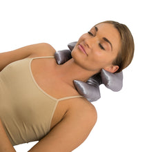 Load image into Gallery viewer, Key To Ageless Beauty Facial Bed Pillow - Unique Key Shaped Design Folds To Craddle Your Head - Silky Satin Removable Pillow Case - Visibly Reduce Signs Of Stress - Bed Pillow, Silver Satin