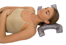 Load image into Gallery viewer, Key To Ageless Beauty Facial Bed Pillow - Unique Key Shaped Design Folds To Craddle Your Head - Silky Satin Removable Pillow Case - Visibly Reduce Signs Of Stress - Bed Pillow, Silver Satin