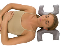 Load image into Gallery viewer, Key To Ageless Beauty Facial Bed Pillow - Unique Key Shaped Design Folds To Craddle Your Head - Silky Satin Removable Pillow Case - Visibly Reduce Signs Of Stress - Bed Pillow, Silver Satin