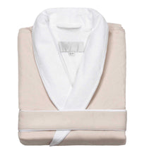Load image into Gallery viewer, Deluxe Comfort Home Spa Microfiber Velour Lined Bath Robe, Unisex Large - Soft Silky Fine-Brushed Microfiber - Beautifully Crafted Dual Front Pockets - Luxurious Velour Lining - Robe, Cream
