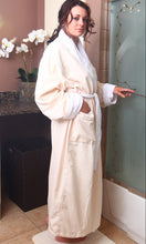 Load image into Gallery viewer, Deluxe Comfort Home Spa Microfiber Velour Lined Bath Robe, Unisex Large - Soft Silky Fine-Brushed Microfiber - Beautifully Crafted Dual Front Pockets - Luxurious Velour Lining - Robe, Cream