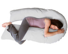 Load image into Gallery viewer, Deluxe Comfort Perfect U Full Body Pillow - Inspired U Shaped Design - Total Body Length - Prenatal Pregnancy Pillow - Body Pillow, White